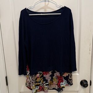 Chic Navy Floral Women's Blouse